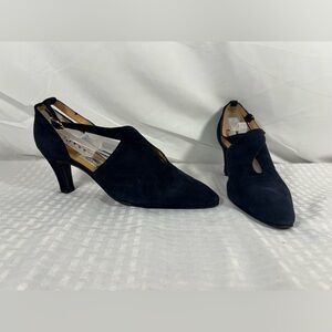 Celine Navy Suede Slingback Heels Size 37 As-Is Repair Project